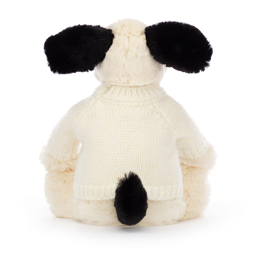 Bashful Rufferty Black & Cream Puppy with Personalised Cream Jumper