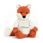 Bashful Fox Cub with Personalized Cream Jumper