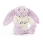 Bashful Lilac Bunny with Personalized Cream Jumper