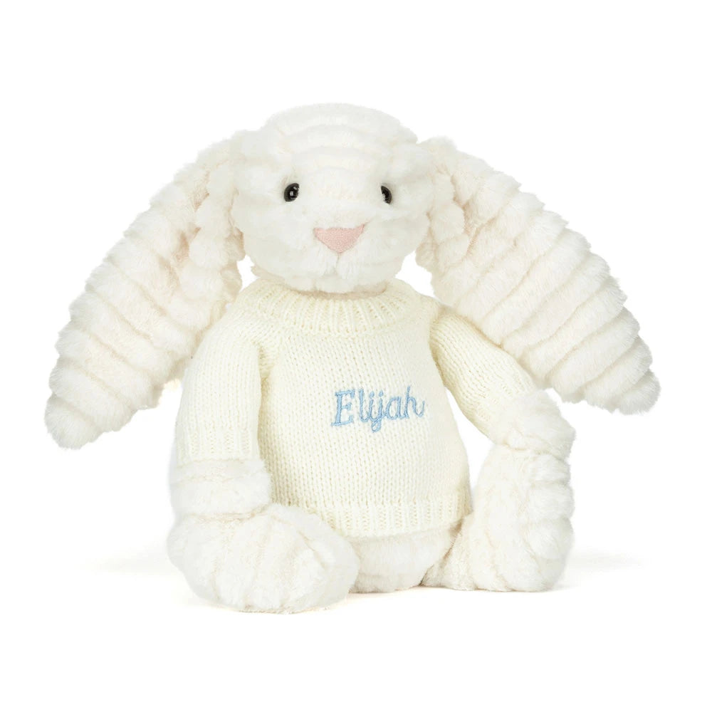 Bashful Luxe Bunny Nimbus with Personalized Cream Jumper