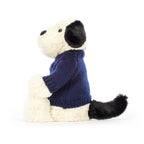 Bashful Rufferty Black & Cream Puppy with Personalised Navy Jumper