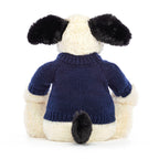 Bashful Rufferty Black & Cream Puppy with Personalised Navy Jumper