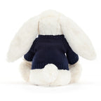 Bashful Cream Bunny with Personalized Navy Jumper
