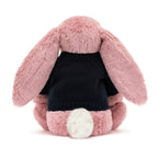 Bashful Tulip Pink Bunny with Personalized Navy Jumper