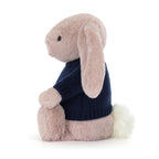 Bashful Luxe Bunny Rosa with Personalized Navy Jumper
