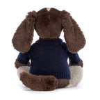 Bashful Fudge Puppy with Personalized Navy Jumper