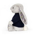 Blossom Silver Bunny 'Bloom' with Personalized Navy Jumper