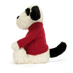 Bashful Rufferty Black & Cream Puppy with Personalized Red Jumper