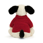 Bashful Rufferty Black & Cream Puppy with Personalized Red Jumper