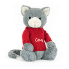 Bashful Kitten with Personalized Red Jumper