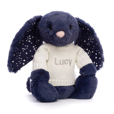 Bashful Stardust Bunny with Personalised Cream Jumper
