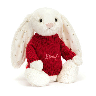 Bashful Twinkle Bunny with Personalised Red Jumper