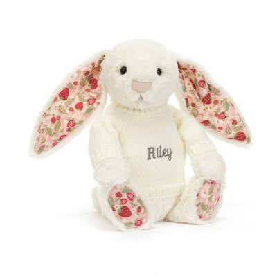 Blossom Cream Bunny ‘Berry’ with Personalised Cream Jumper